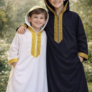 عباية العيد للأطفال "موديل الدفة" – تطريز ذهبي فاخر (خامة ممتازة)